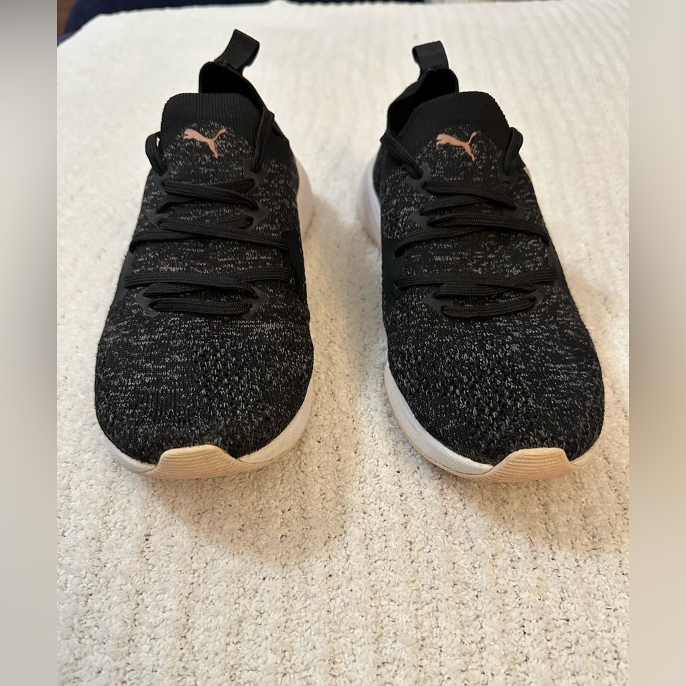 Puma Black Knit Sneakers with White Sole - Picture 9 of 15